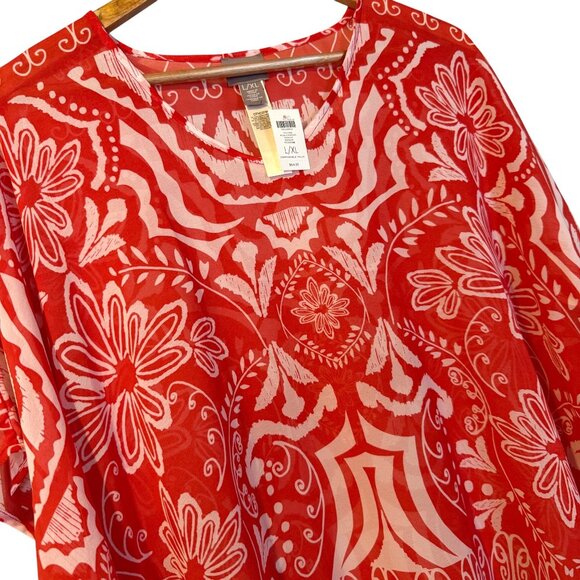 Chico's Red and White Patterned Tunic - Picture 5 of 5